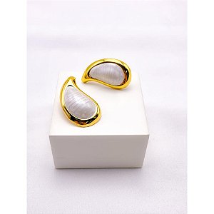 BRINCO AÇO INOX  GOTA PEROLADO - DOURADO