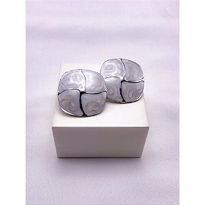 BRINCO AÇO INOX  GEOMETRICO PEROLADO - PRATEADO