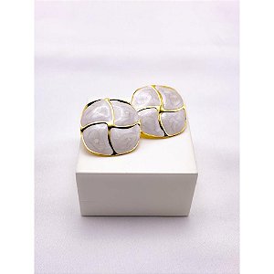 BRINCO AÇO INOX  GEOMETRICO PEROLADO - DOURADO