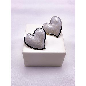 BRINCO AÇO INOX  CORAÇÃO PEROLADO - PRATEADO