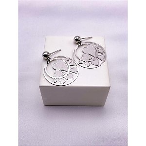BRINCO AÇO INOX  CORAÇÃO - PRATEADO