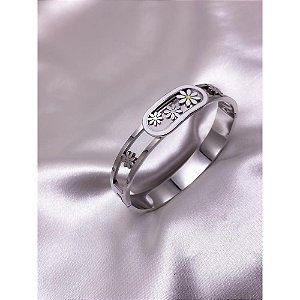 BRACELETE AÇO INOX MARGARIDA - PRATEADO