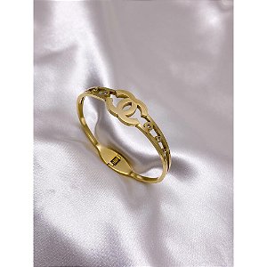 BRACELETE AÇO INOXIDÁVEL INSPIRE-SE CRAVEJADO - DOURADO