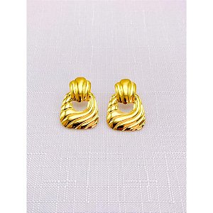 BRINCO AÇO INOXIDÁVEL GEOMETRICO COM DETALHES - DOURADO
