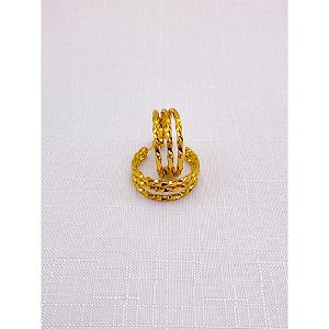 BRINCO AÇO INOX  ARGOLA 3 FIOS TORCIDA - DOURADO