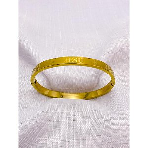 BRACELETE AÇO INOXIDÁVEL  JESU - DOURADO