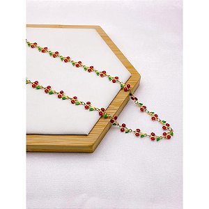 COLAR AÇO INOXIDÁVEL  45CM CEREJA - DOURADO