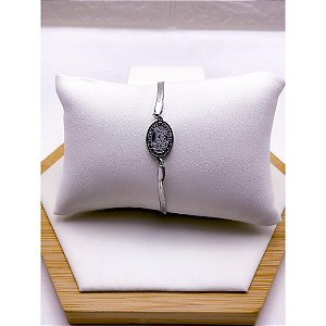 PULSEIRA AÇO INOX FITA SÃO MIGUEL ARCANJO - PRATEADA