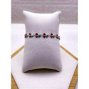 PULSEIRA AÇO INOX CEREJA - PRATEADA