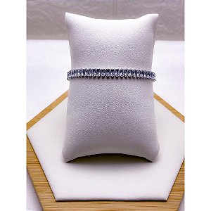 PULSEIRA  AÇO INOX RIVIERA NAVETE CRISTAL - PRATEADA