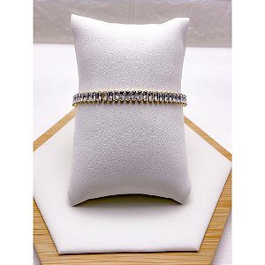 PULSEIRA  AÇO INOX RIVIERA NAVETE CRISTAL - DOURADA