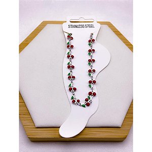 TORNOZELEIRA AÇO INOX CEREJA - PRATEADA