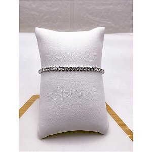 PULSEIRA AÇO INOX RIVIERA CRISTAL - PRATEADA