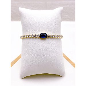 PULSEIRA AÇO INOX RIVIERA PEDRA AZUL - DOURADA