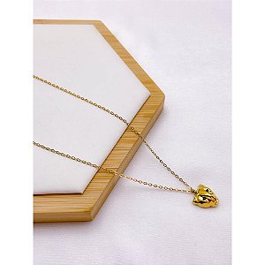 COLAR AÇO INOXIDÁVEL  45CM PINGENTE PANTERA - DOURADO