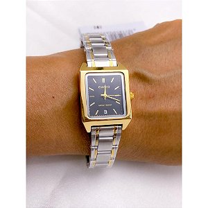RELÓGIO VINTAGE AÇO INOXIDAVEL FEMININO FUNDO  PRETO - PRATEADO E DOURADO