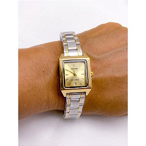 RELÓGIO VINTAGE AÇO INOXIDAVEL FEMININO FUNDO  DOURADO - PRATEADO E DOURADO