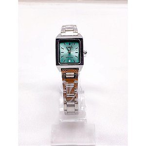 RELÓGIO VINTAGE AÇO INOXIDAVEL FEMININO FUNDO AZUL - PRATEADO