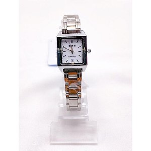 RELÓGIO VINTAGE AÇO INOXIDAVEL FEMININO FUNDO BRANCO - PRATEADO