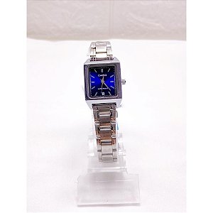 RELÓGIO VINTAGE AÇO INOXIDAVEL FEMININO FUNDO AZUL CANETA - PRATEADO