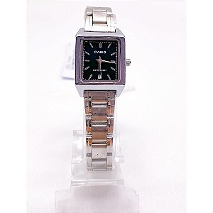 RELÓGIO VINTAGE AÇO INOXIDAVEL FEMININO FUNDO PRETO - PRATEADO