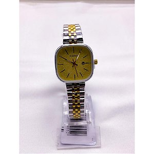 RELÓGIO VINTAGE AÇO INOXIDAVEL FEMININO FUNDO DOURADO - DOURADO E PRATEADO