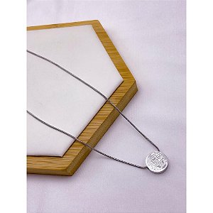 COLAR AÇO INOXIDÁVEL  45CM  PINGENTE SÃO BENTO - PRATEADO