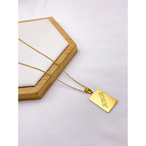 COLAR AÇO INOXIDÁVEL 50CM PINGENTE JESUS - DOURADO