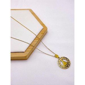COLAR AÇO INOXIDÁVEL 50CM PINGENTE NOSSA SENHORA APARECIDA - DOURADO