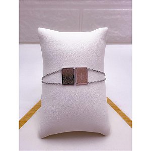 PULSEIRA AÇO INOXIDAVEL ESTILO ESCAPULARIO SÃO BENTO - PRATEADA