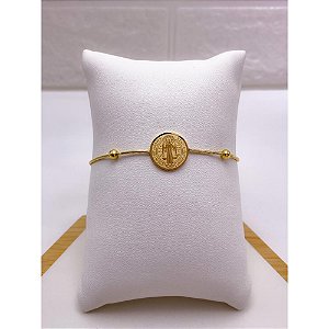 PULSEIRA AÇO INOXIDAVEL BOLINHAS SÃO BENTO - DOURADA