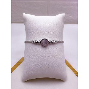 PULSEIRA AÇO INOX TIPO PANDORA BERLOQUE SÃO BENTO - PRATEADA