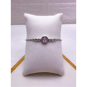 PULSEIRA AÇO INOX TIPO PANDORA BERLOQUE NOSSA SENHORA APARECIDA - PRATEADA