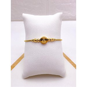 PULSEIRA AÇO INOX TIPO PANDORA BERLOQUE NOSSA SENHORA APARECIDA - DOURADA