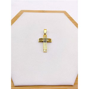 PINGENTE AÇO INOXIDÁVEL CRUCIFIXO PAI NOSSO - DOURADO