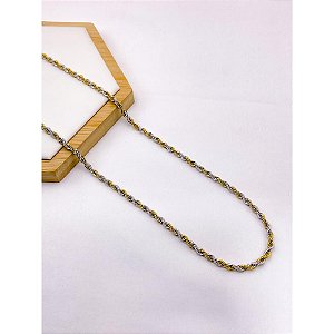 COLAR AÇO INOX CORDÃO BAIANO 4.0MM 60CM  - DUO COLORS