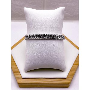 PULSEIRA AÇO INOX GRUMET DUPLA 1.6MM 22CM - PRATEADA