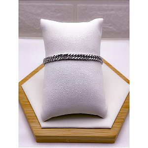 PULSEIRA AÇO INOX GRUMET DUPLA 1.2MM  22CM - PRATEADA