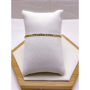 PULSEIRA AÇO INOXIDÁVEL 22CM FÍGARO 0.8MM  - DOURADA