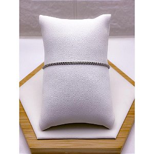 PULSEIRA AÇO INOXIDÁVEL TIJOLINHO 22CM   - PRATEADA