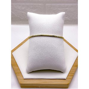 PULSEIRA AÇO INOXIDÁVEL TIJOLINHO 22CM   - DOURADA