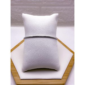 PULSEIRA AÇO INOXIDÁVEL TIJOLINHO 22CM   - PRATEADA