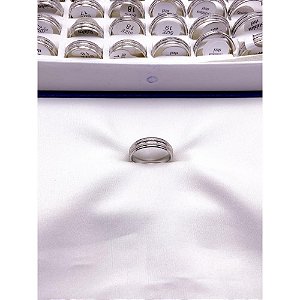 ALIANÇA AÇO INOXIDÁVEL 2 FIOS JATEADA 6MM  - PRATEADA (UNIDADE)