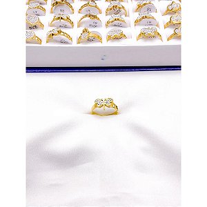 ANEL  AÇO INOXIDÁVEL BORBOLETA CRAVEJADA  - DOURADO (UNIDADE)