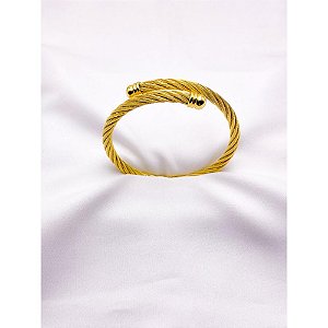 BRACELETE  EM AÇO INOX TRANÇADO - DOURADO