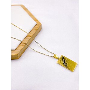 CORRENTE DE AÇO INOX 60 CM PINGENTE TUDO POSSO NAQUELE QUE ME FORTALECE - DOURADO