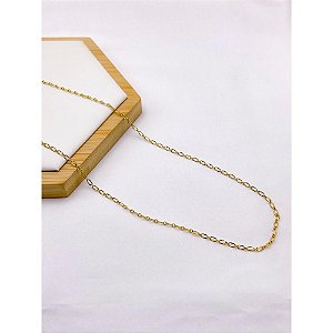 CORRENTE DE AÇO INOX 70 CM ELOS COM DETALHES - DOURADO
