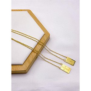 ESCAPULARIO AÇO INOXIDÁVEL  60CM PINGENTE ORAÇÃO PAI NOSSO - DOURADO