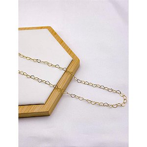 COLAR AÇO INOX 45 CM CORAÇÕES VAZADOS - DOURADO