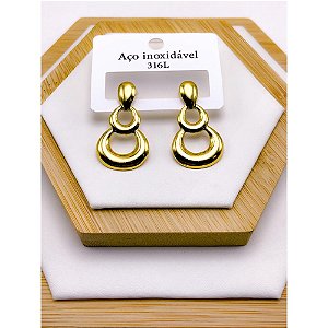 BRINCO AÇO INOXIDÁVEL GEOMETRICO - DOURADO